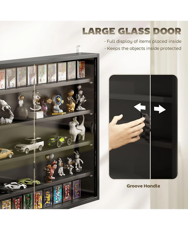 Homcom 5-Tier Display Cabinet Glass Cabinet with 4 Adjustable Shelves