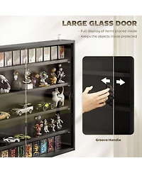 Homcom 5-Tier Display Cabinet Glass Cabinet with 4 Adjustable Shelves