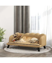 PawHut Velvet Large Dog Couch with Foam Cushioning for M L Dogs, Dark