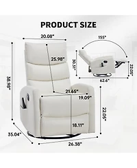 Sumyeg Recliner Chair with Heat Massage Manual Rocker and Swivel Fabric