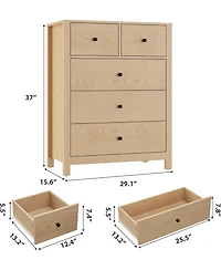 gaomon 5-Drawer Wooden Modern Tall Dresser with Deep Drawers and Metal Knobs