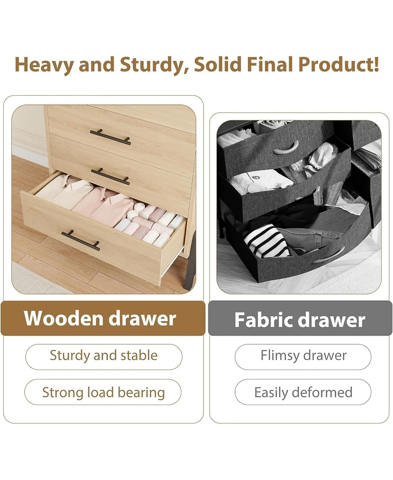 gaomon 4+2 Drawer Engineered Wood Modern Dresser with Chic Legs, Waterproof Top and Anti-Tip Design