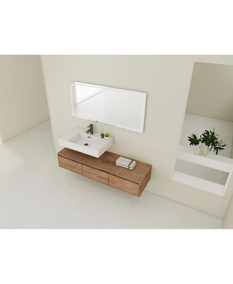 Streamdale Furniture 60" Wall-Mount Vanity, Resin Sink, Soft Close Drawer