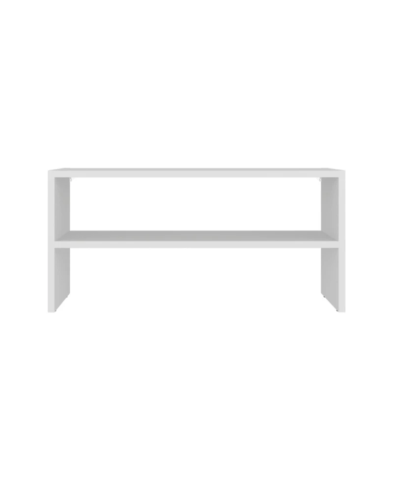 Fm Furniture Shoe Rack, 2 Open Shelves, Low Horizontal Design, Freestanding Unit, Bedroom Use, White