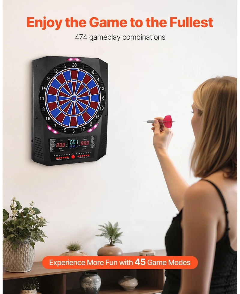 Mecale Electronic Dart Board, 13.5" Dartboard with 45 Games, 474 Variations, Led Scoring Screen and Soft Tip Darts