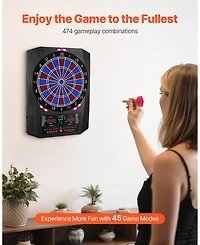 Mecale Electronic Dart Board, 13.5" Dartboard with 45 Games, 474 Variations, Led Scoring Screen and Soft Tip Darts