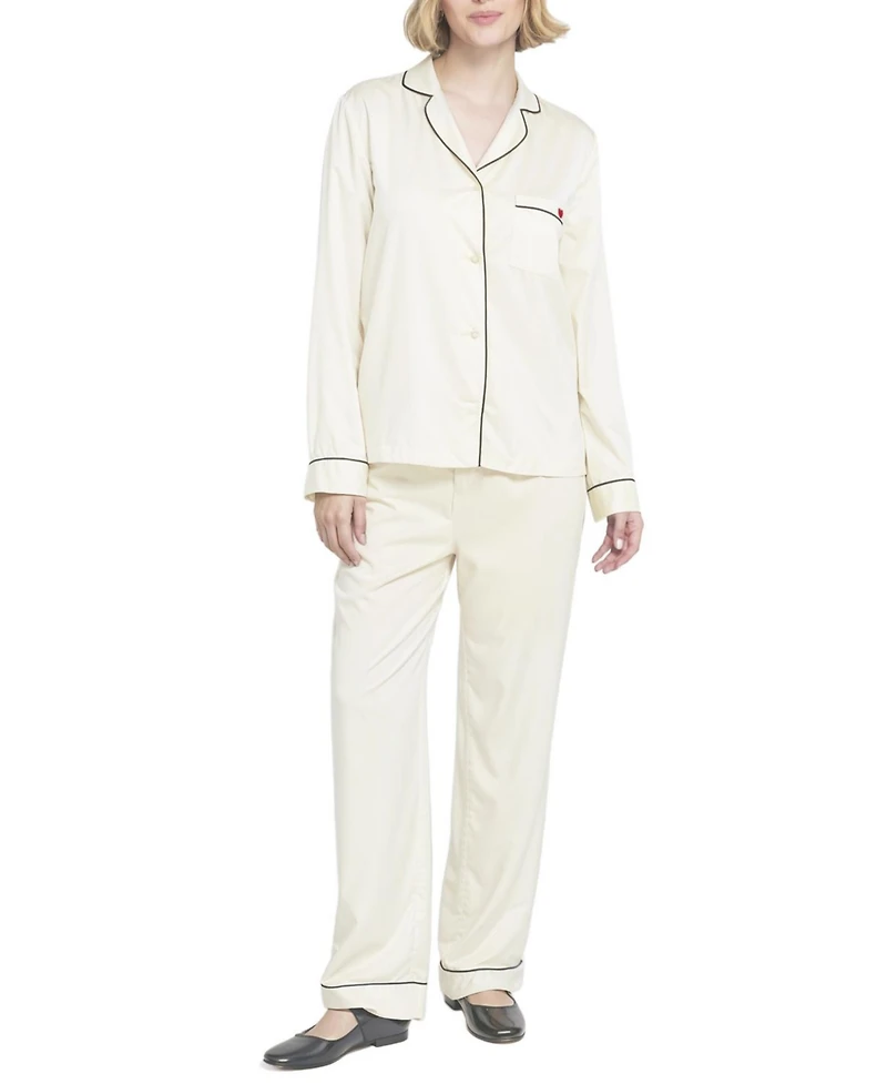 Elle Collection Women's Satin Pj Set Long Pajama