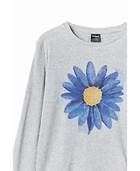 Desigual Girls Girls's Ribbed T-shirt with flower illustration