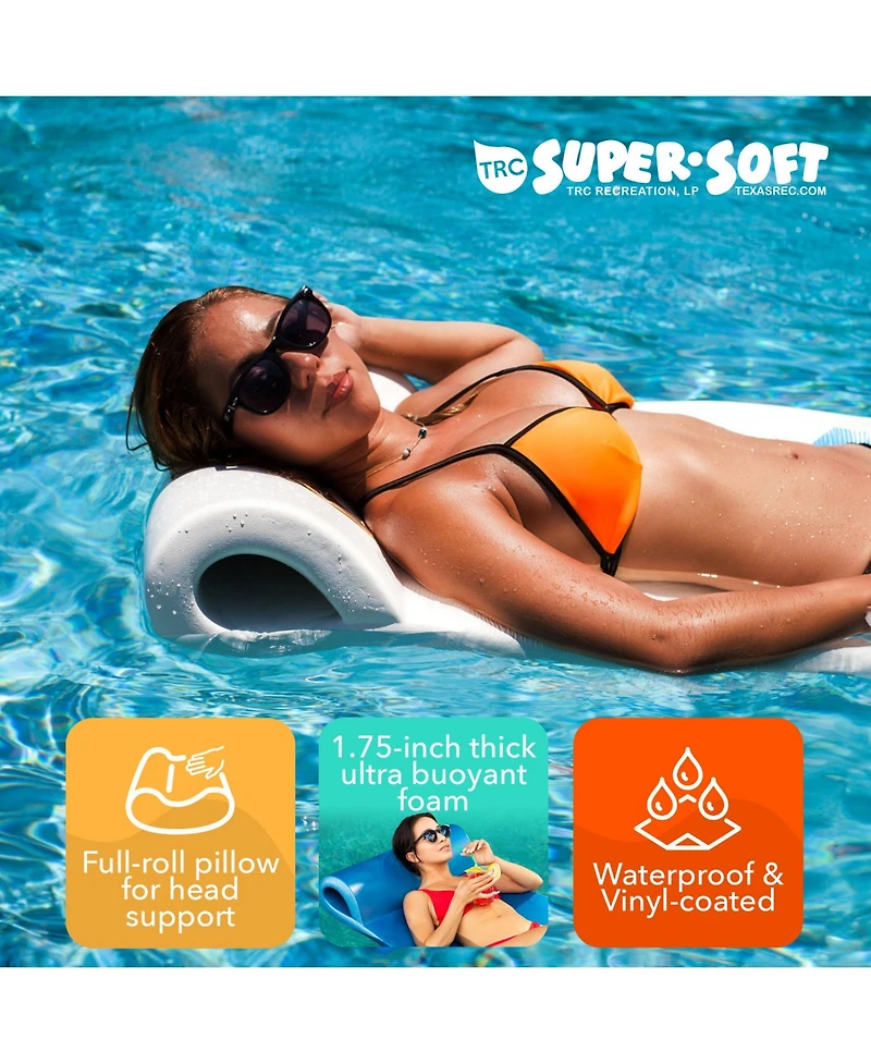 Trc Recreation Sunsation 1.75" Thick Foam Lounger Raft Pool Float, Green Leaf