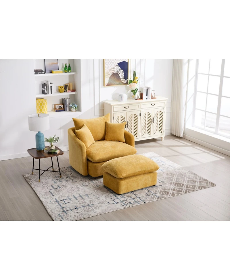 Streamdale Furniture Oversized Swivel Accent Chair with Ottoman & Pillows