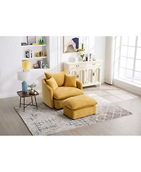 Streamdale Furniture Oversized Swivel Accent Chair with Ottoman & Pillows