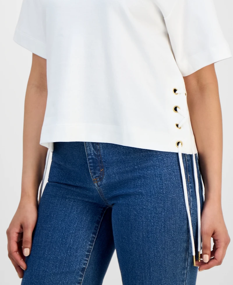 I.n.c. International Concepts Petite Lace-Up T-Shirt, Macy's Exclusive