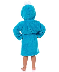 Sesame Street Toddler Bathrobe Cookie Monster Hooded Robe With 3D Eyes