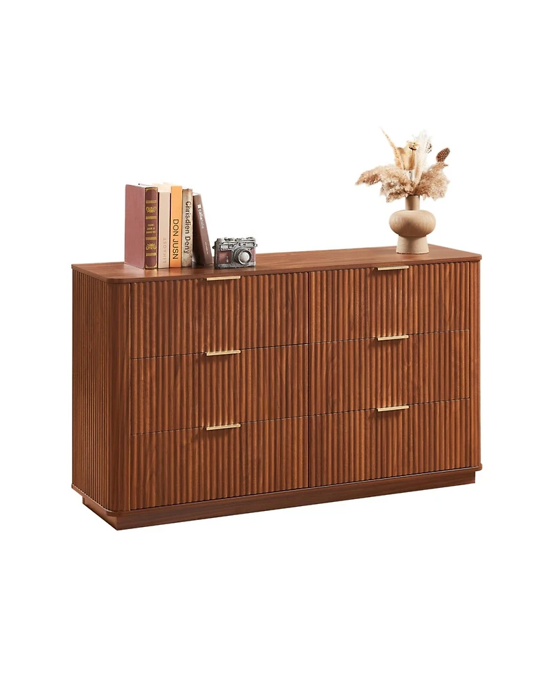 Streamdale Furniture Modern 6-Drawer Dresser, Wide Chest
