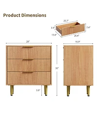gaomon Modern Fluted Drawer Dresser Wood Chest of Drawers with Metal Handles and Legs