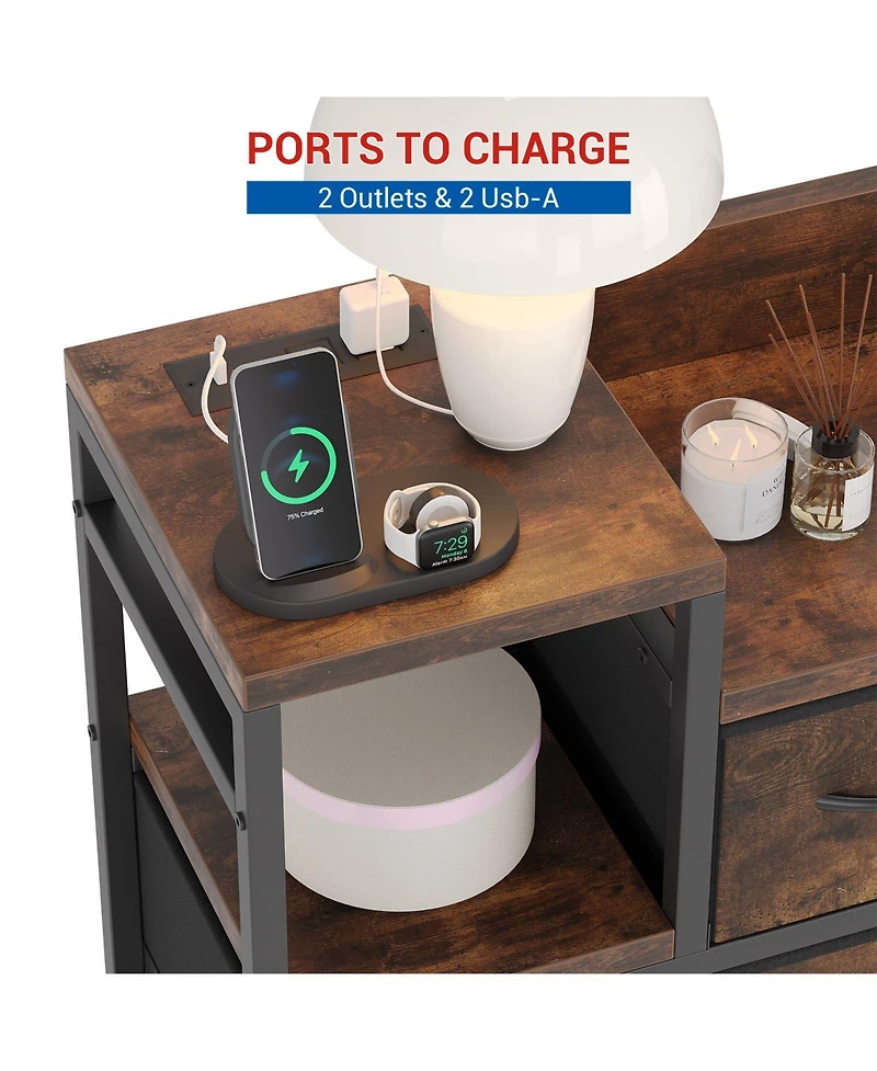 gaomon 9-Drawer Modern Dresser with Charging Station, Heavy-Duty Storage Chest