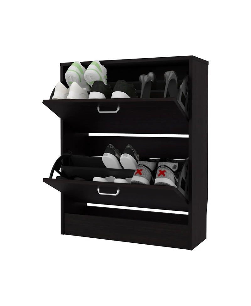 Fm Furniture Ozzy Shoe Cabinet, 2 Tilt-Out Doors, Slim Design, Internal Supports, Modern Style, Wenge