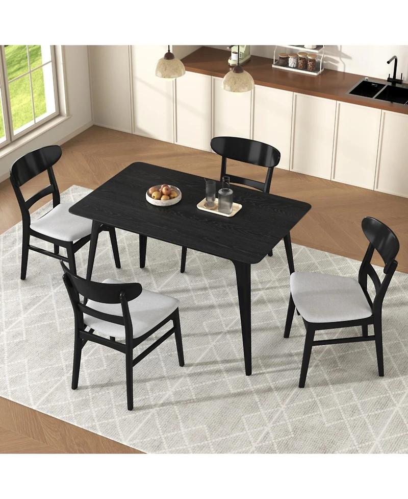 Streamdale Furniture Mid-Century 5-Piece Dining Set, Black & Light Gray