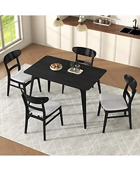 Streamdale Furniture Mid-Century 5-Piece Dining Set, Black & Light Gray