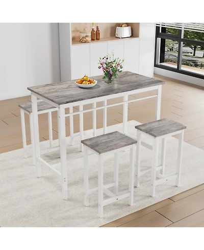 Streamdale Furniture 5-Piece White Oak Kitchen Bar Table Set with 4 Stools