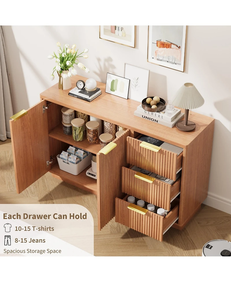 gaomon 3-Drawer 2-Door Modern Sideboard Buffet Cabinet 47" Storage Buffet Table for Dining Room, Kitchen, Living Room