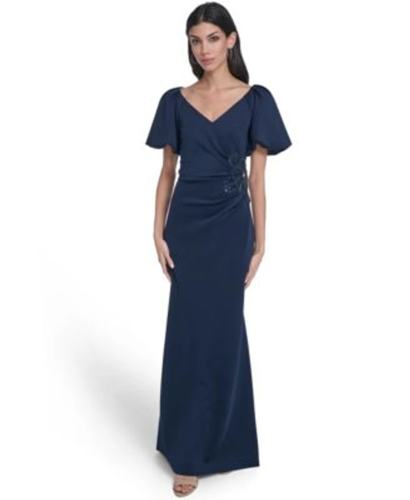 Eliza J Womens V Neck Ball Gown