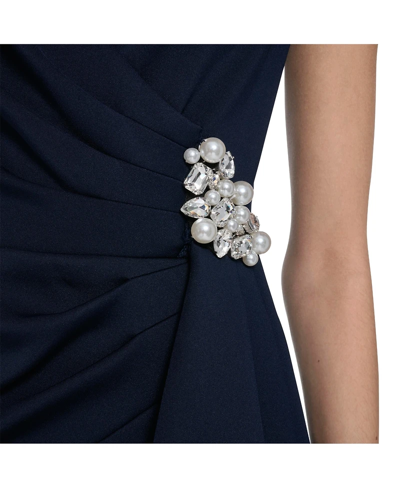 Eliza J Women's V-Neck Front Drape Ball Gown