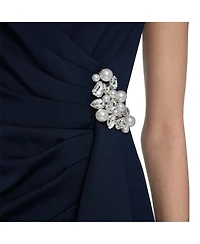 Eliza J Women's V-Neck Front Drape Ball Gown