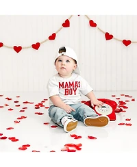 Sweet Wink Baby Boys Mama's Varsity Patch Valentine's Day Short Sleeve T-Shirt