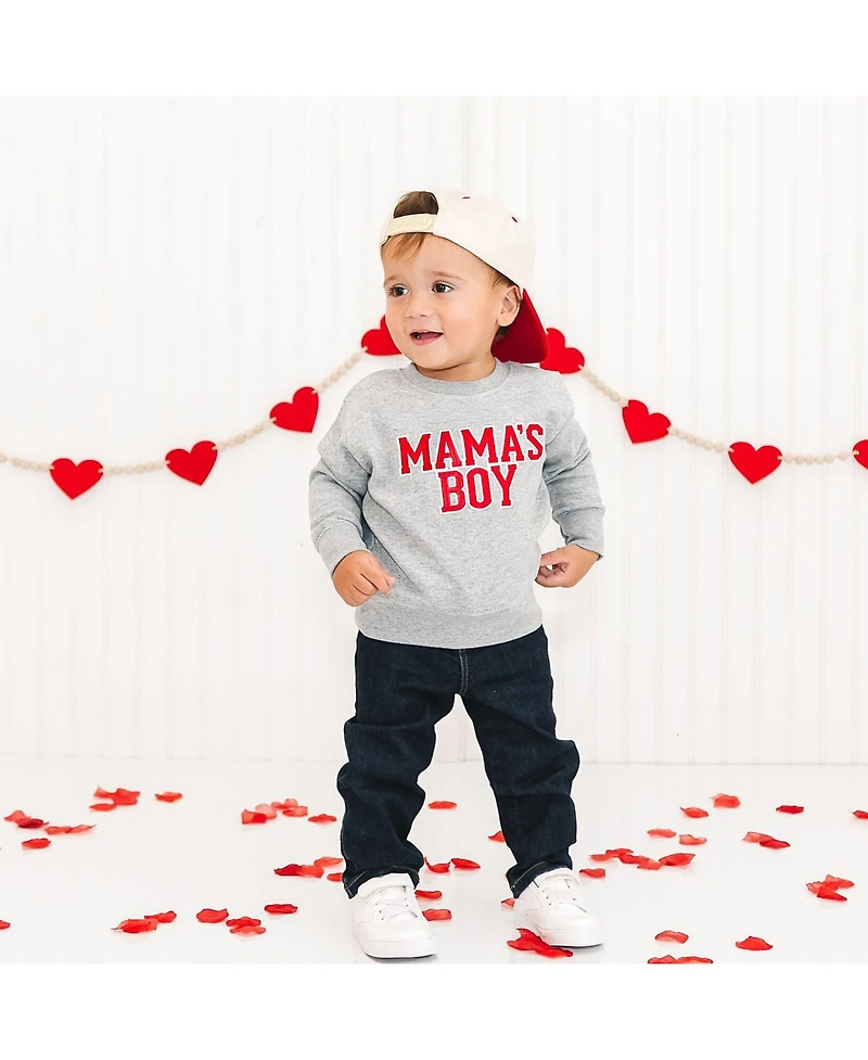 Sweet Wink Big Boys Mama's Varsity Patch Valentine's Day Sweatshirt