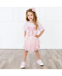 Sweet Wink Big Girls Pearl Bow Patch Short Sleeve T-Shirt
