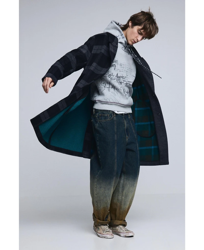 Desigual Men's Checkered bimaterial coat