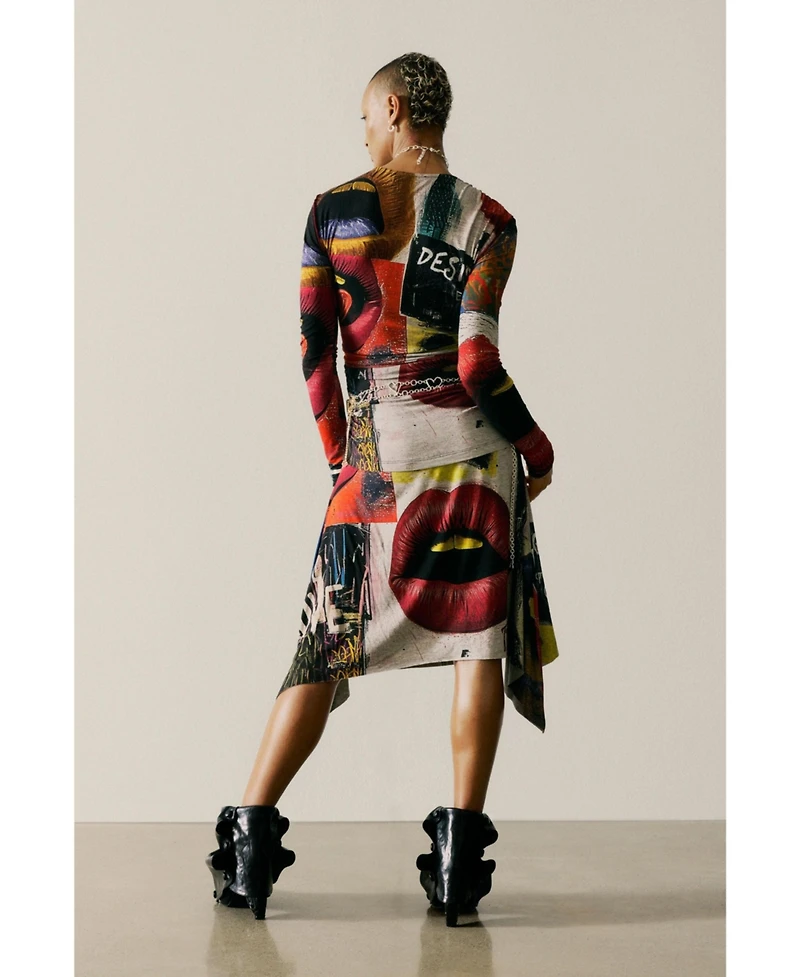 Desigual Women's Printed Dress With Lips