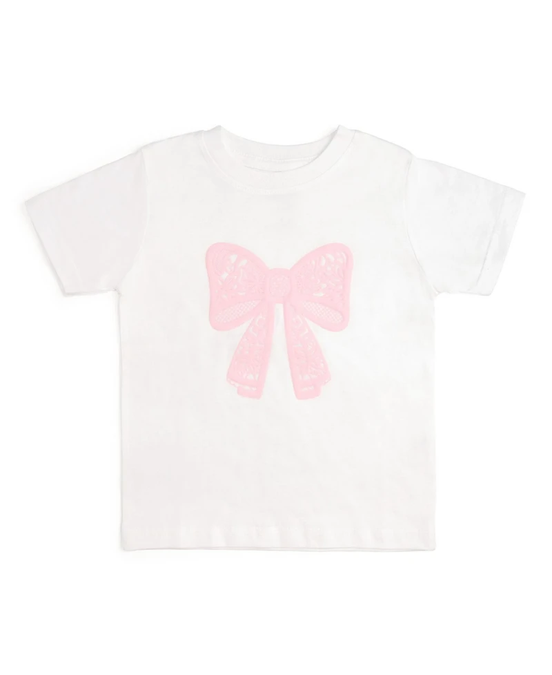 Sweet Wink Girls Lace Bow Puff Ink Short Sleeve T-Shirt