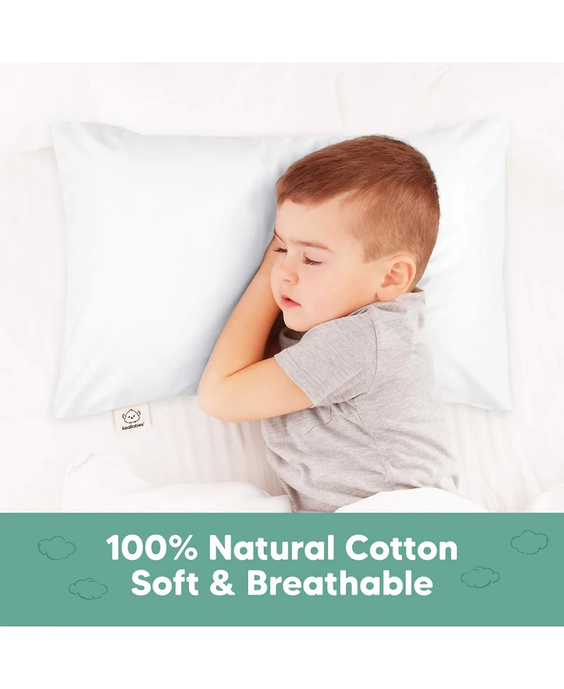 KeaBabies Toddler 2-Pack Pillowcases for 13x18 Pillow, Organic Cotton Pillow Case Cover for Sleeping, Soft & Durable