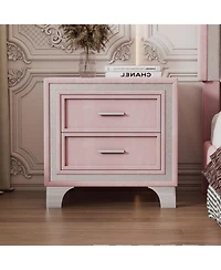 Streamdale Furniture Mid-Century Velvet Nightstand, Pink