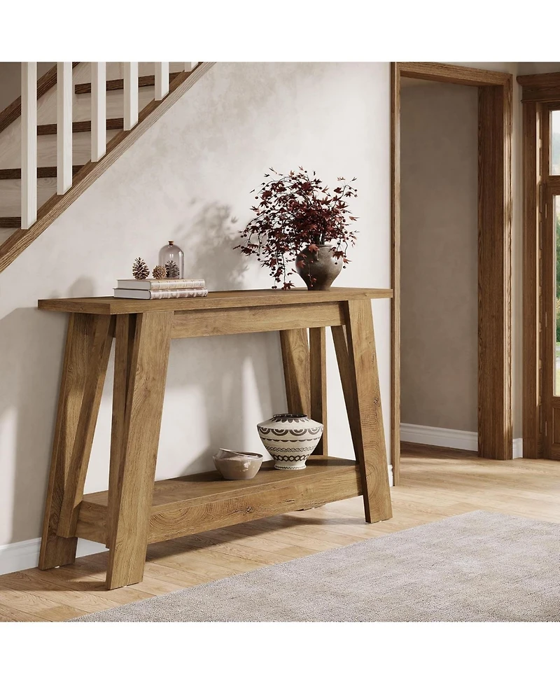 Tribesigns 41.3" Farmhouse Console Table, 2-Tier Wooden Entryway Table