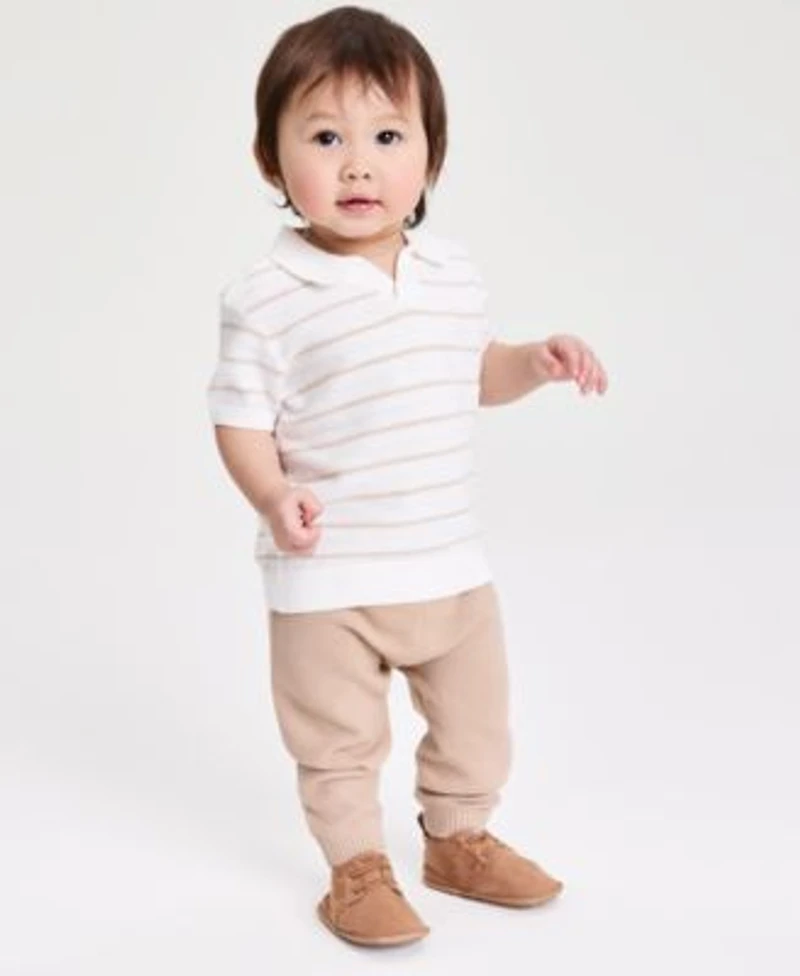 First Impressions Baby Boys Sweater Knit Polo Set Faux Suede Teton Hard Sole Boots Macys Exclusive