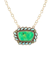 Barse Legacy Lime Green and Blue Turquoise Golden Pendant Necklace