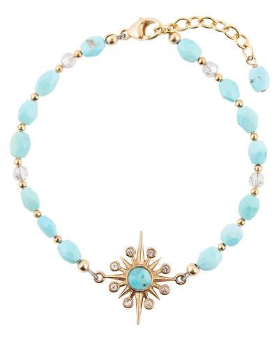 Barse Celestial Blue Turquoise Golden Beaded Bracelet