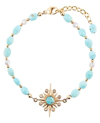 Barse Celestial Blue Turquoise Golden Beaded Bracelet