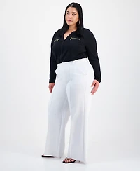 Bar Iii Trendy Plus Size High-Rise Wide-Leg Ponte-Knit Pants, Created for Macy's