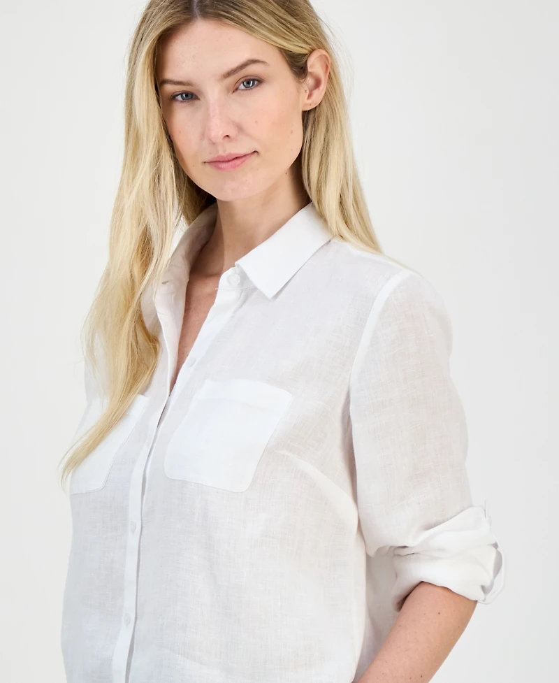 Charter Club Women's 100% Linen Shirt, Created for Macy's