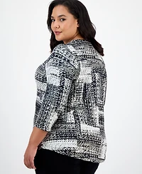Jm Collection Plus Printed Top, Created for Macy's