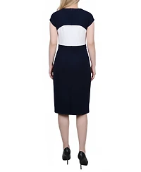 Ny Collection Petite 3/4 Sleeve 2 Piece Colorblocked Dress Set