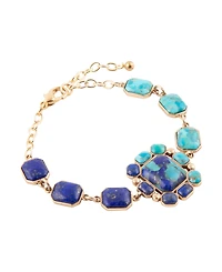 Barse Duality Blue Lapis and Turquoise Golden Bracelet