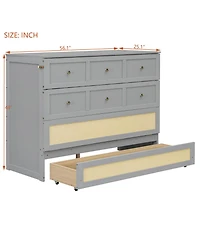 Streamdale Furniture Full Murphy Bed with Large Drawers, Gray