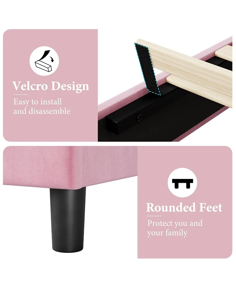 gaomon Queen Bed Frame with Upholstered Headboard, Heavy-Duty Platform Bed Frame with Strong Wood Slats, No Box Spring