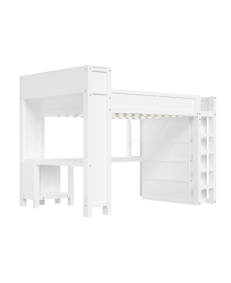 Streamdale Furniture Wooden Queen Loft Bed with Wardrobe, Desk, Storage Headboard
