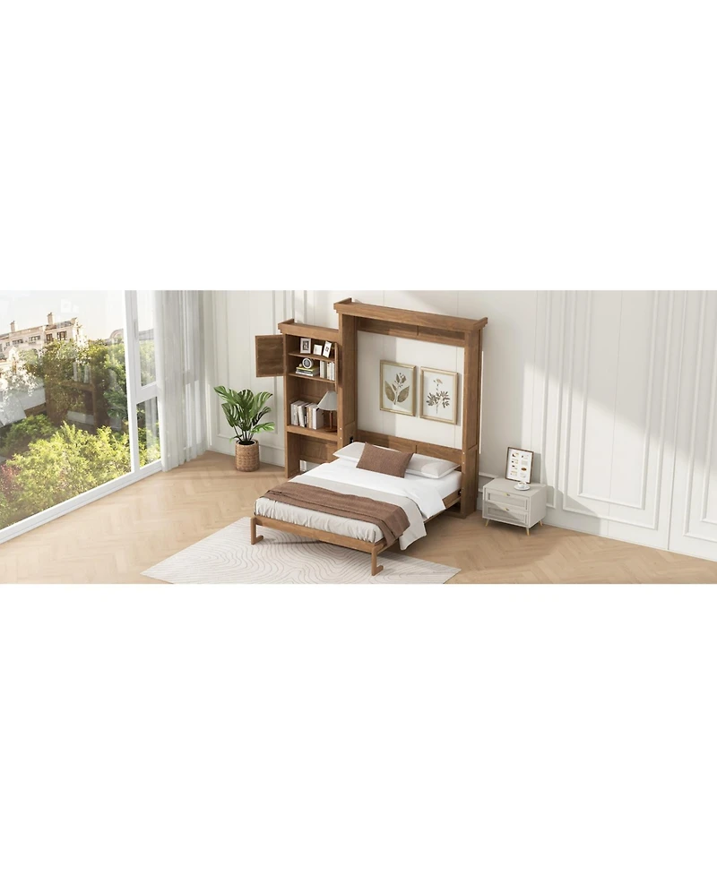 Streamdale Furniture Queen Murphy Bed with Storage & Louvered Detail